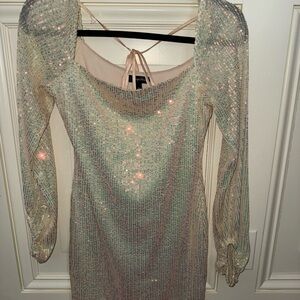 Speechless Sparkling Cream Mini Dress